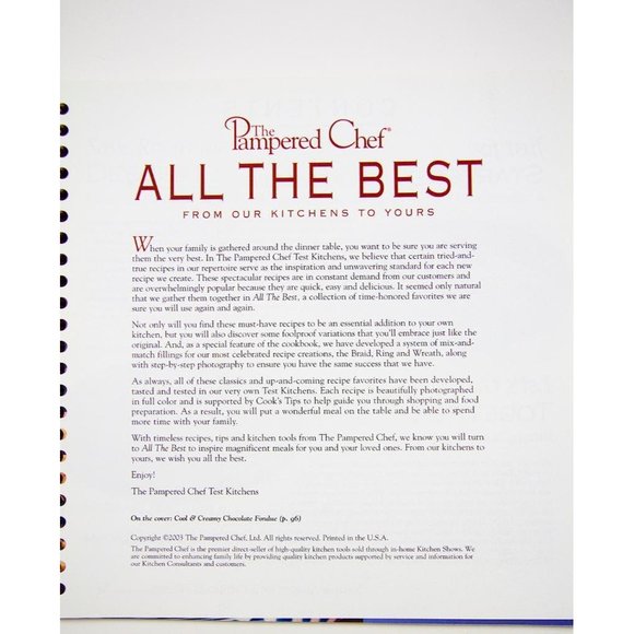 The Pampered Chef: All The Best From our Kitchens to Yours 2003 Cookbook - Picture 6 of 9